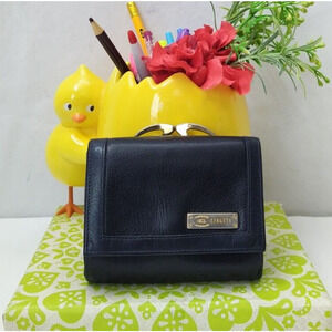 HCL Black Leather Credit Card ID Window Trifold Wallet - VTG Made in Germany